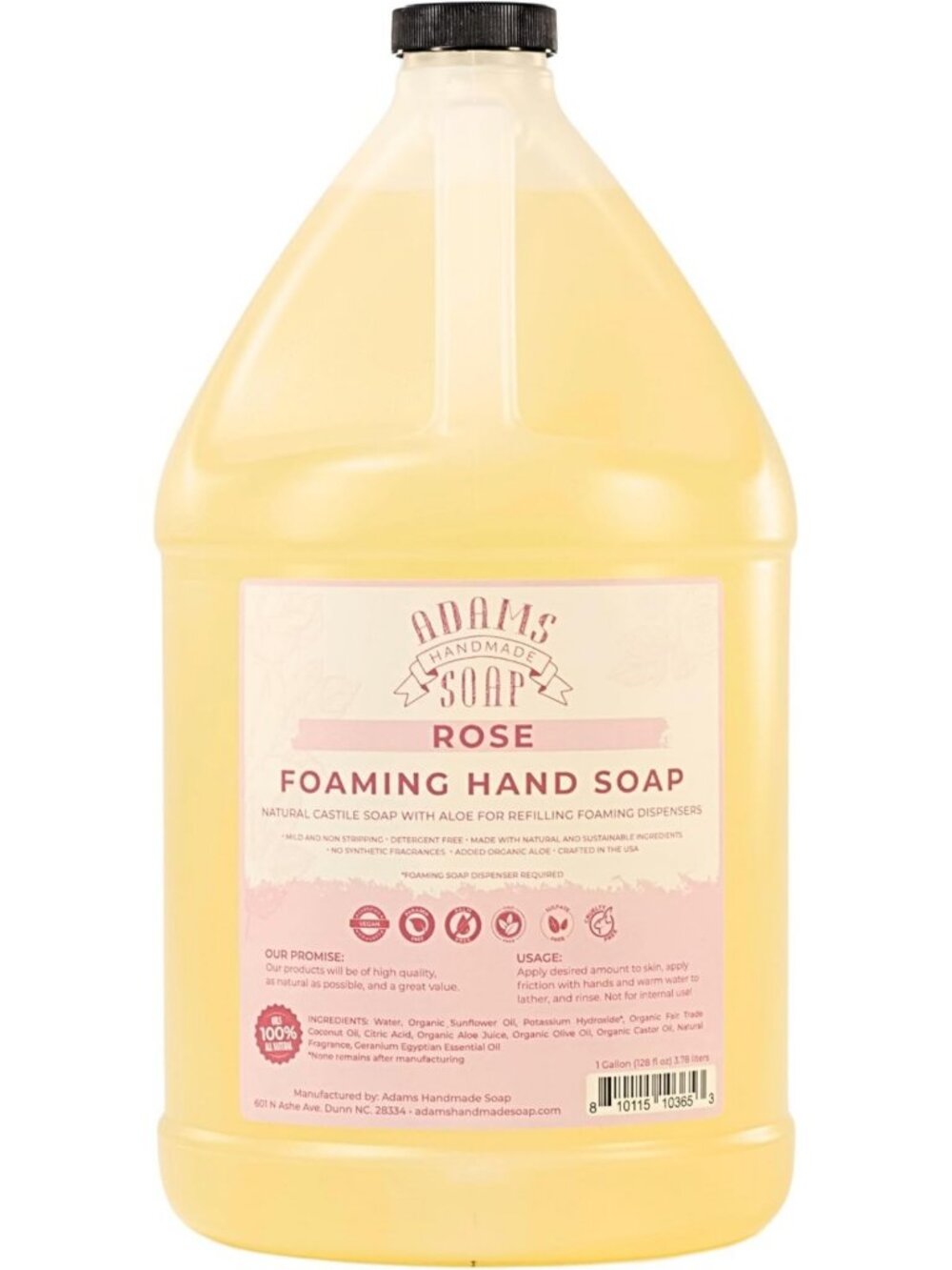 Handmade Liquid Foaming Soap - 1 Gallon - Rose Scent, Moisturizing & Gentle